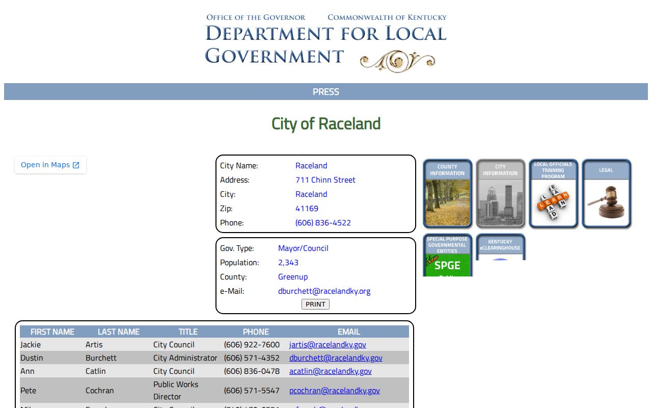 Raceland criminal records official Kentucky city profile